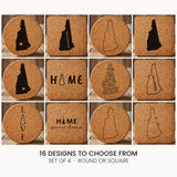 New Hampshire cork coaster set, laser engraved natural cork