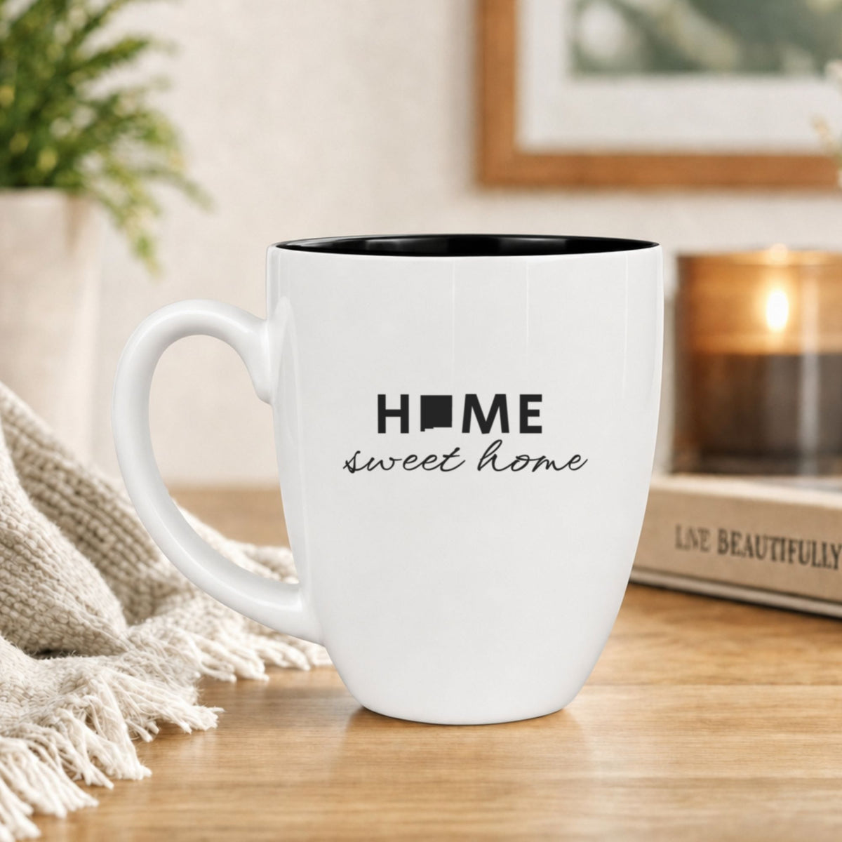 New Mexico Home 16 oz Ceramic Coffee Mug, State Outline Design