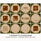 New Mexico wood Christmas ornament, laser engraved natural wood