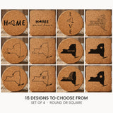 New York cork coaster set, laser engraved natural cork