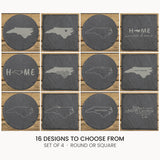 North Carolina slate coaster set, laser engraved natural stone