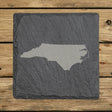 North Carolina square slate coaster with the full state shape engraved