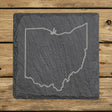 Ohio square slate coaster engraved with a clean state outline