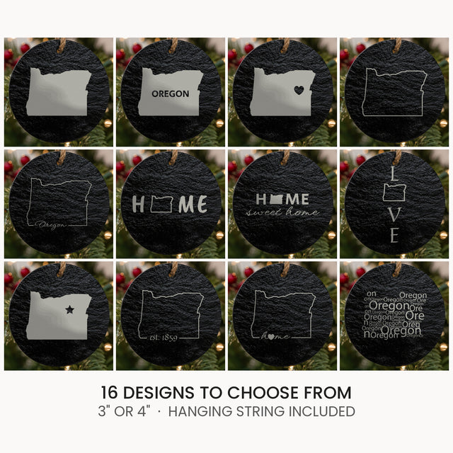 Oregon slate Christmas ornament, laser engraved natural stone