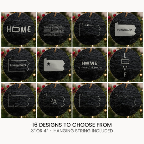 Pennsylvania slate Christmas ornament, laser engraved natural stone