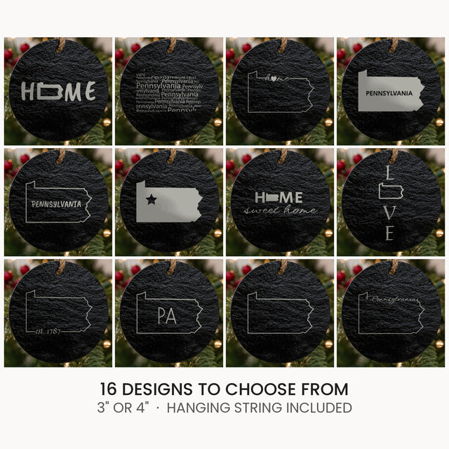 Pennsylvania slate Christmas ornament, laser engraved natural stone