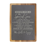"Recipe for a Special Son" Acacia & Slate Cutting Board - Laser Engraved