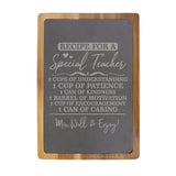 "Recipe for a Special Teacher" Acacia & Slate Cutting Board - Laser Engraved