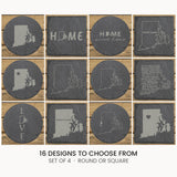 Rhode Island slate coaster set, laser engraved natural stone