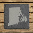 Rhode Island square slate coaster with the full state shape engraved