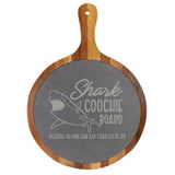 "Shark Coochie Board" Round Acacia Wood/Slate Cutting Board - Laser Engraved