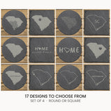South Carolina slate coaster set, laser engraved natural stone