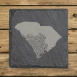 South Carolina square slate coaster engraved with the state shape in ornate floral scrollwork