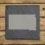 South Dakota square slate coaster with the full state shape engraved