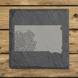South Dakota square slate coaster engraved with the state shape in ornate floral scrollwork