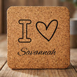 Square cork coaster laser engraved with a custom zip code design