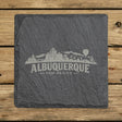 Square slate coaster laser engraved with the Albuquerque, New Mexico skyline