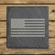 Square slate coaster laser engraved with an American flag, classic design
