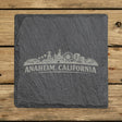Square slate coaster laser engraved with the Anaheim, California skyline
