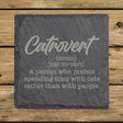 Square slate coaster laser engraved with the Catrovert definition