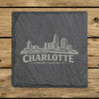 Square slate coaster laser engraved with the Charlotte, North Carolina skyline
