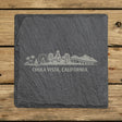 Square slate coaster laser engraved with the Chula Vista, California skyline