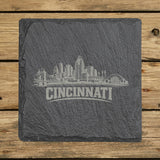 Square slate coaster laser engraved with the Cincinnati, Ohio skyline
