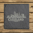 Square slate coaster laser engraved with the Cleveland, Ohio skyline