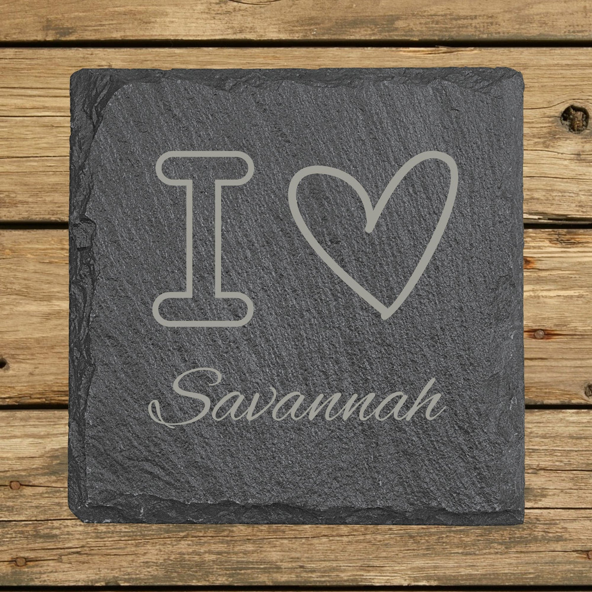 Square slate coaster laser engraved with a custom zip code design