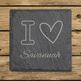 Square slate coaster laser engraved with a custom zip code design