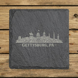 Square slate coaster laser engraved with the Gettysburg, Pennsylvania skyline