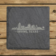 Square slate coaster laser engraved with the Irving, Texas skyline