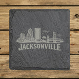 Square slate coaster laser engraved with the Jacksonville, Florida skyline