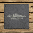Square slate coaster laser engraved with the Laredo, Texas skyline