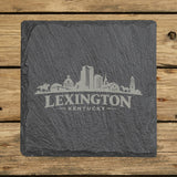 Square slate coaster laser engraved with the Lexington, Kentucky skyline