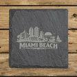 Square slate coaster laser engraved with the Miami Beach, Florida skyline