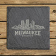 Square slate coaster laser engraved with the Milwaukee, Wisconsin skyline
