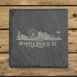 Square slate coaster laser engraved with the Myrtle Beach, South Carolina skyline