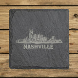 Square slate coaster laser engraved with the Nashville, Tennessee skyline