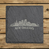 Square slate coaster laser engraved with the New Orleans, Louisiana skyline
