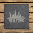 Square slate coaster laser engraved with the New York, New York skyline