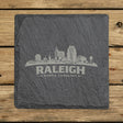 Square slate coaster laser engraved with the Raleigh, North Carolina skyline