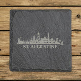 Square slate coaster laser engraved with the St. Augustine, Florida skyline