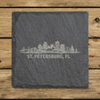 Square slate coaster laser engraved with the St. Petersburg, Florida skyline