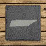 Tennessee square slate coaster with the full state shape engraved