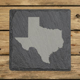 Texas square slate coaster with the full state shape engraved