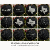 Texas slate Christmas ornament, laser engraved natural stone