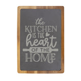 "The Kitchen is the Heart of the Home" Acacia & Slate Cutting Board - Laser Engraved