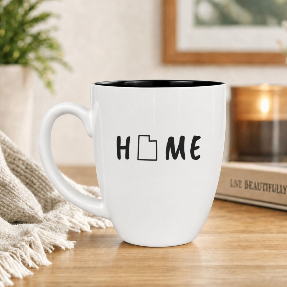 Utah Home 16 oz Ceramic Coffee Mug, State Outline Design