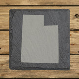 Utah square slate coaster with the full state shape engraved